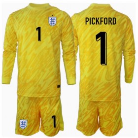 England Jordan Pickford #1 Målvakt Borta Kläder Barn EM 2024 Långärmad (+ Korta byxor)